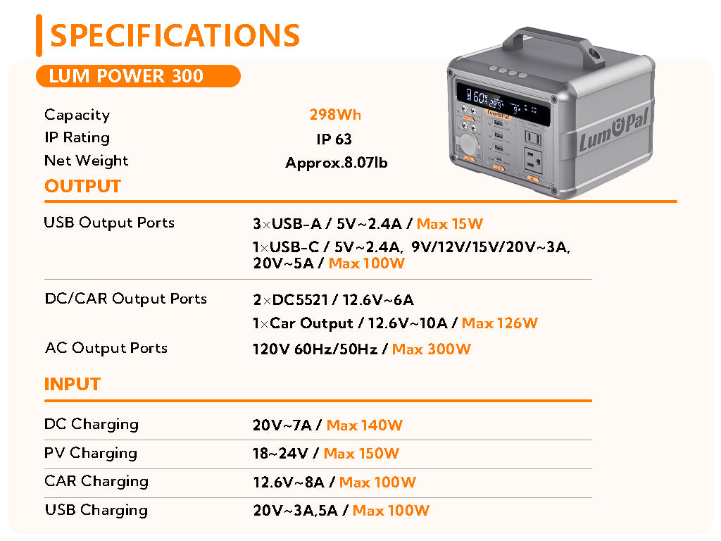 Lum power 300 portable power station