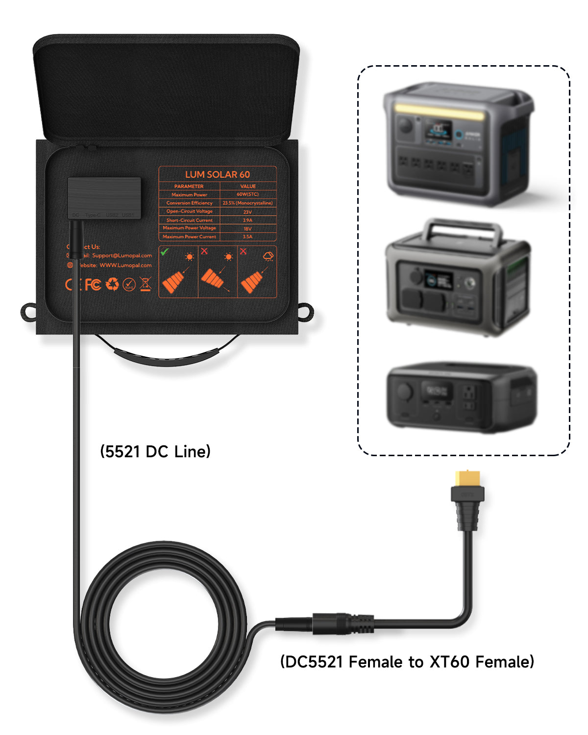 lum DC5521 Female to XT60 Female