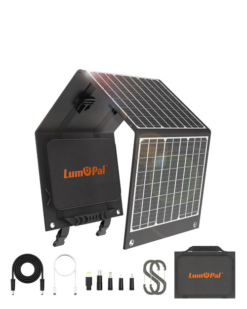 LUMOPAL 60W Foldable Portable Waterproof Solar Panel, Black