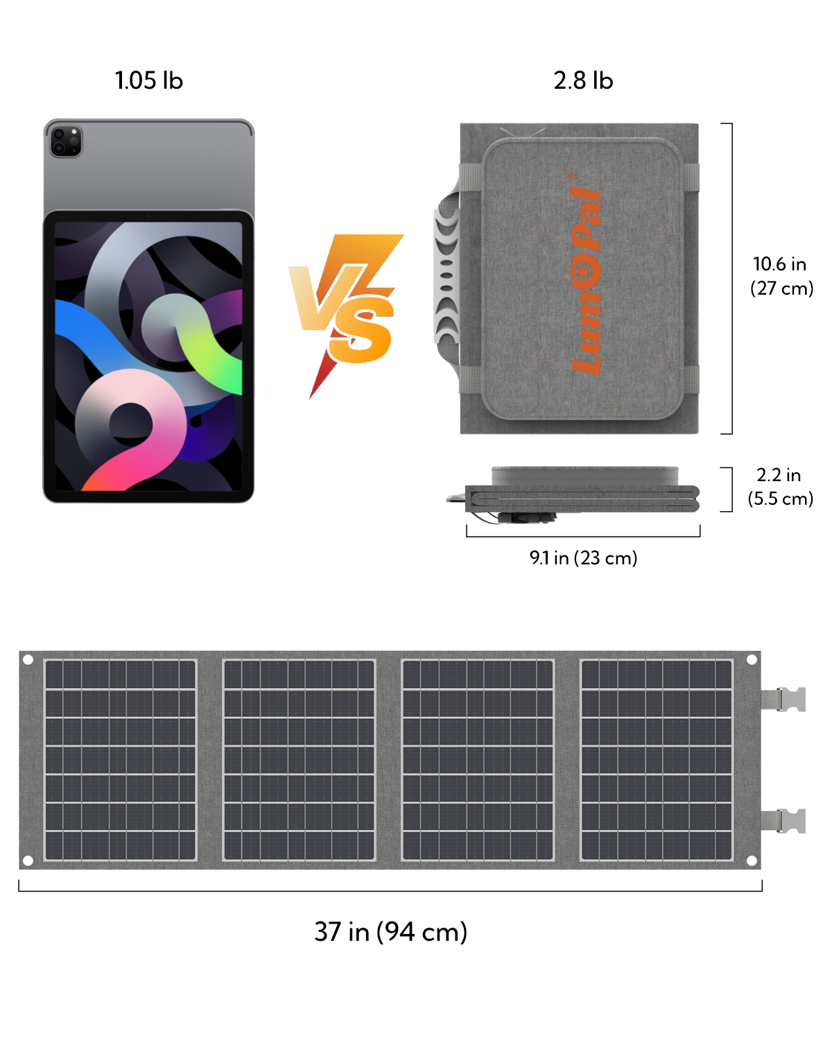 Tragbares Solarpanel LUM Solar 40, Grau 