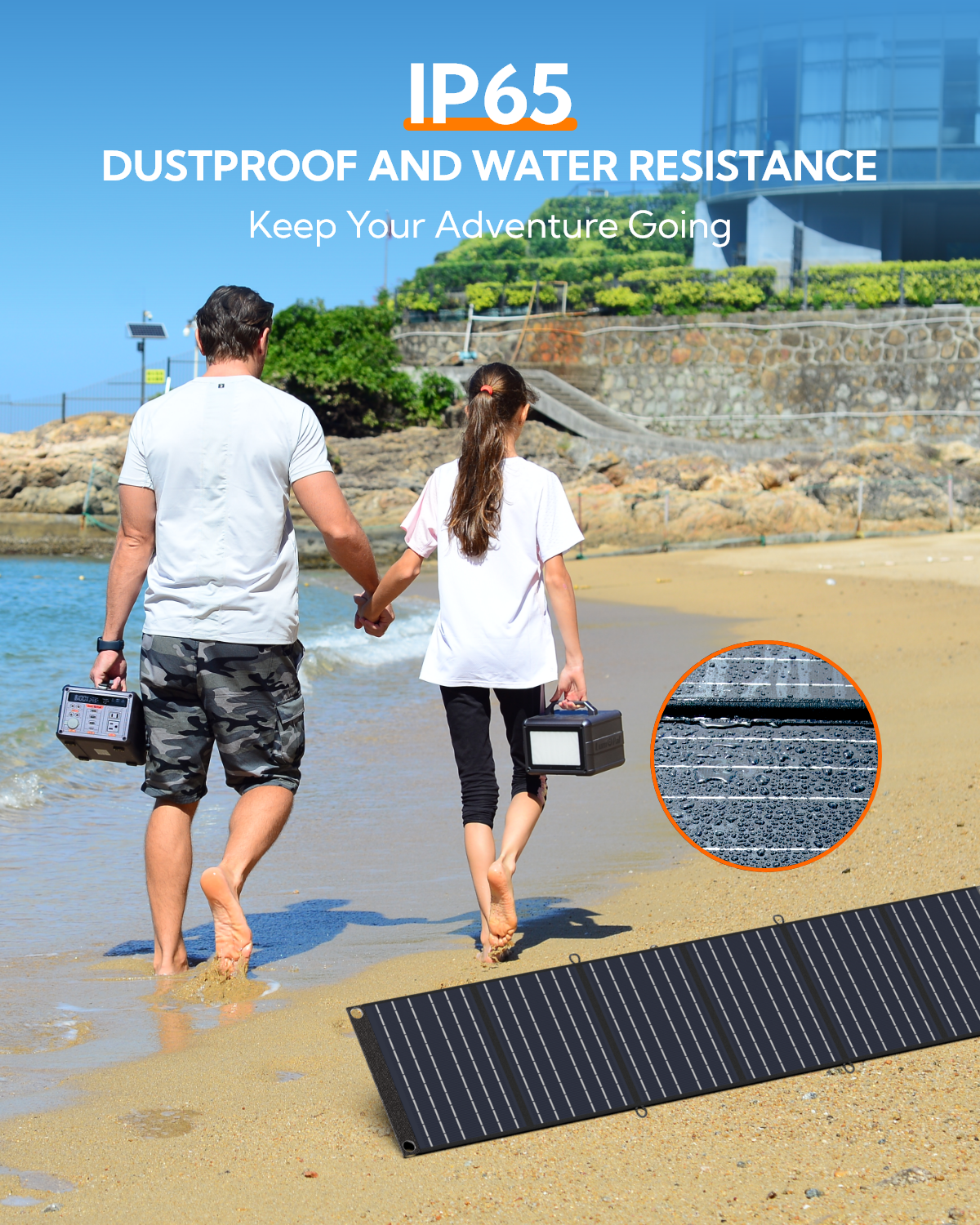 LUMOPAL 60W Foldable Portable Waterproof Solar Panel, Black